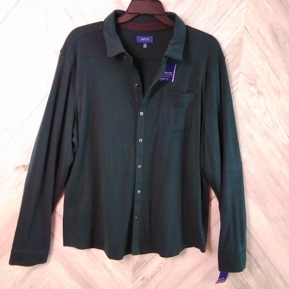 APT.9 Men's Long Sleeve Green Dress-Shirt Sz: XXL